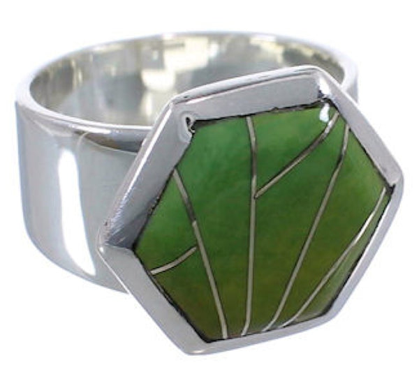 Turquoise Inlay Southwestern Sturdy Ring Size 7-1/4 EX40473